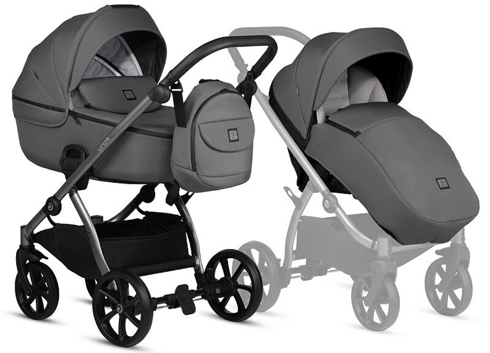 Детская коляска Tutis Uno 5 Plus Essential collection 3 в 1 с автокреслом Elo Lux EduSky Grey 1402145 Canella