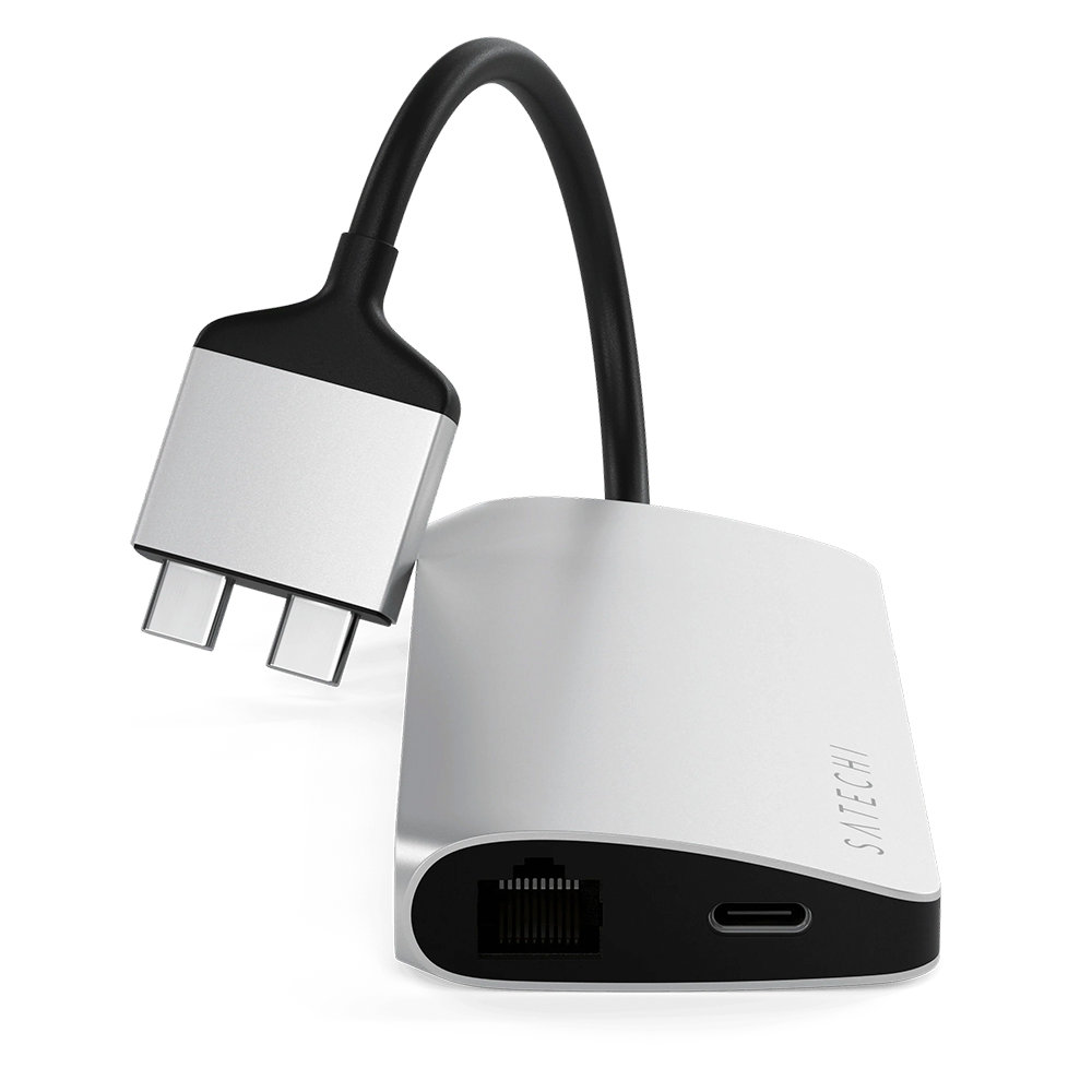 USB-концентратор Satechi Type-C Dual Multimedia Adapter, 3 разъема, Silver (Серебристый)