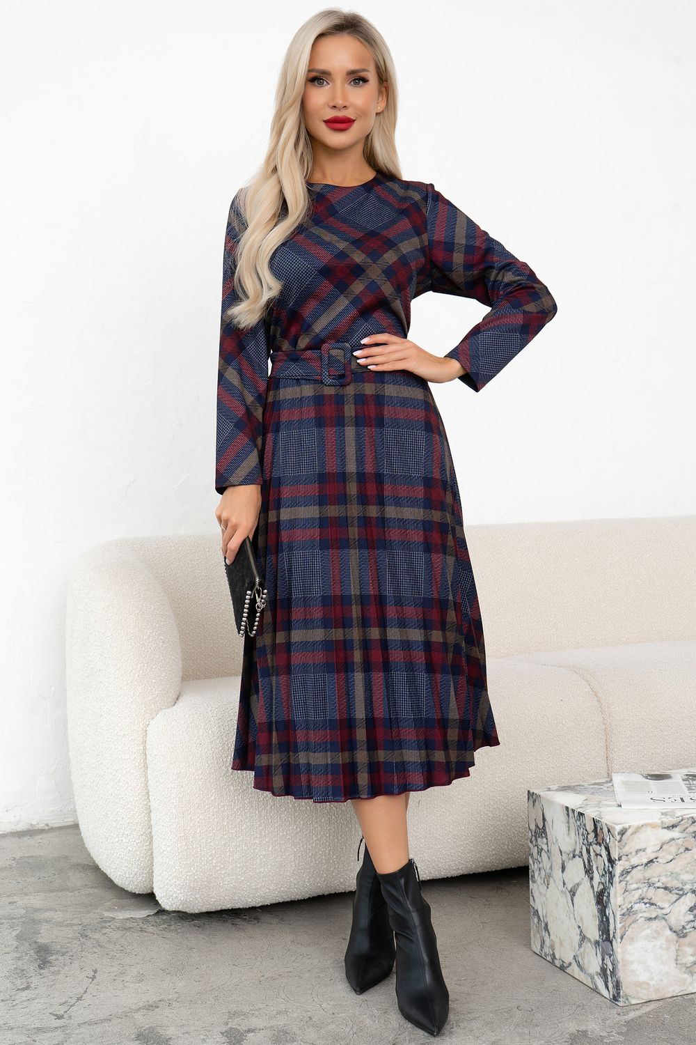 Платье Сильвия (синий/красный/бежевый) Р11-1086/16 Nikol (Акция)
