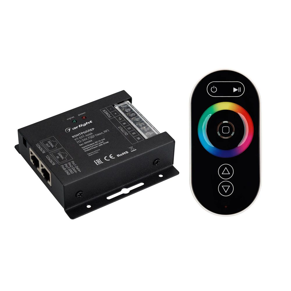 Контроллер VT-S17-4x6A (12-24V, ПДУ Овал, RF) (Arlight, IP20 Металл, 3 года) 023322