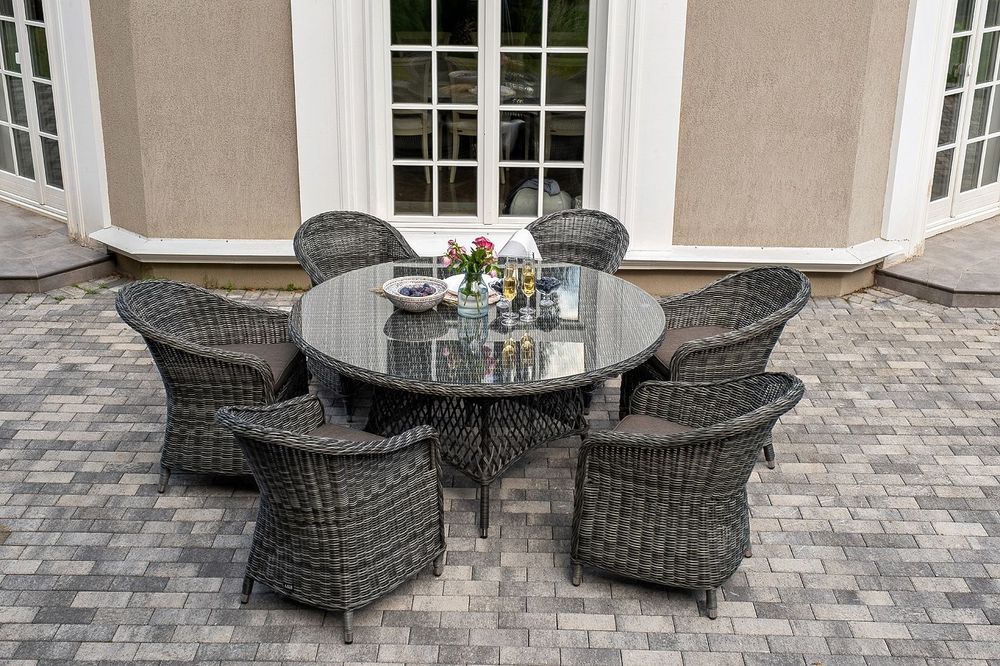 "Эспрессо–150 R" обеденная группа плетеная, цвет графит