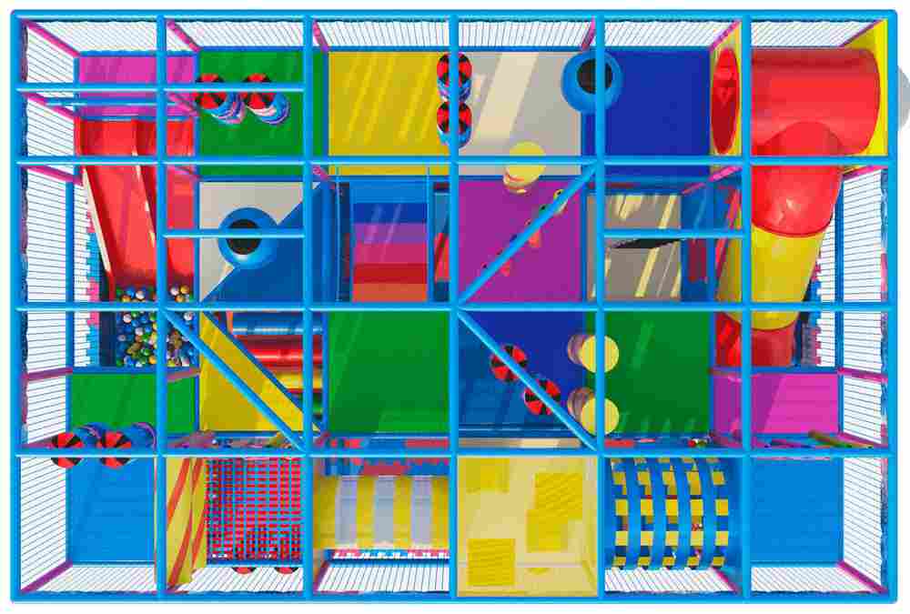 Детский уличный игровой лабиринт с крышей «Морской парк» 7,38×5,92×3,2 м