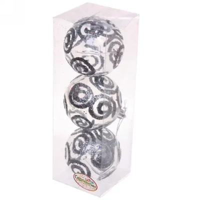 Новогодние шары 7см (набор 3шт) «Зимние узоры», графит