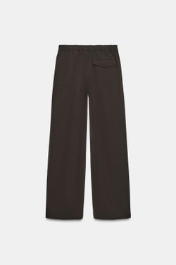 ZARA БРЮКИ С ЗАЩИПАМИ, ШОКОЛАДНО-КОРИЧНЕВЫЙ