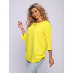Рубашка-туника домашняя большого размера 109-222-5/ослепительно-желтый-горох