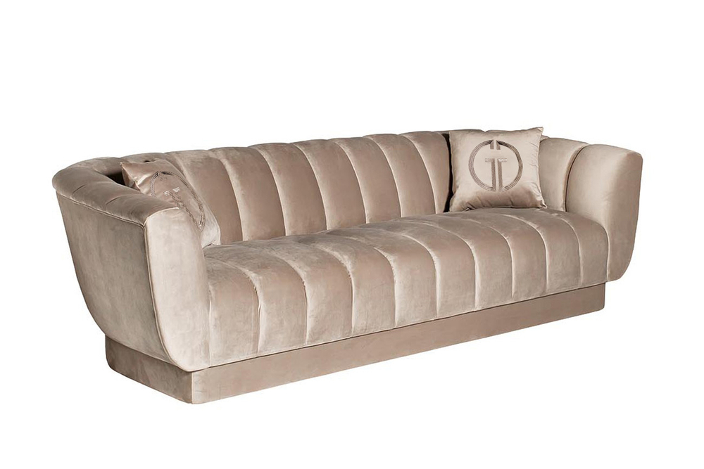 Диван трехместный 74x95x243см Garda Decor велюровый серо-коричневый