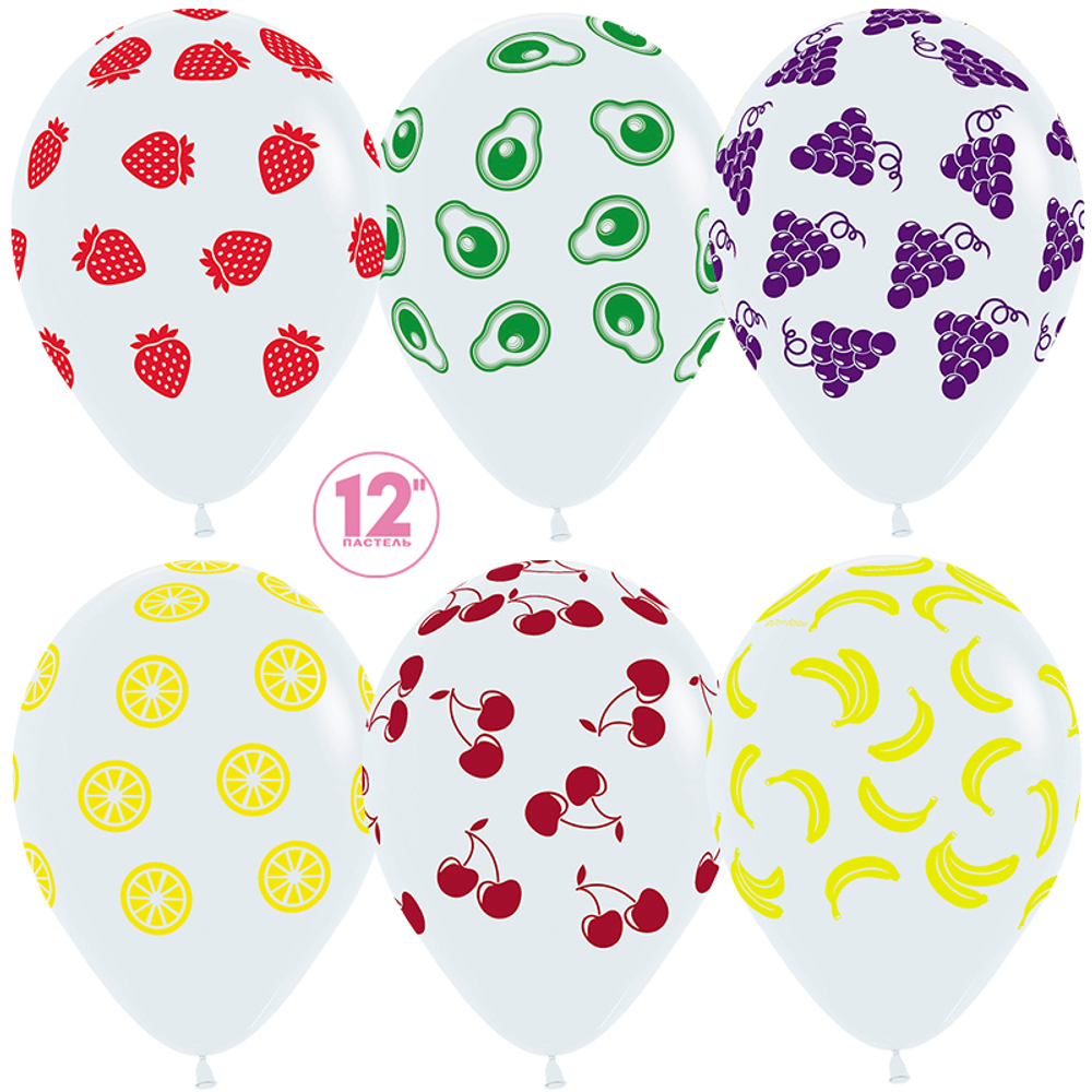 S 12" Фрукты Белый/Прозрачный кристалл
