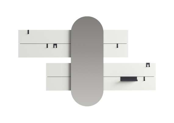 Вешалка Stripe L горизонтальная с зеркалом 60*160 см (белый)