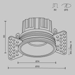Светильник встраиваемый Maytoni Round DL058-12W3K-TRS-BS