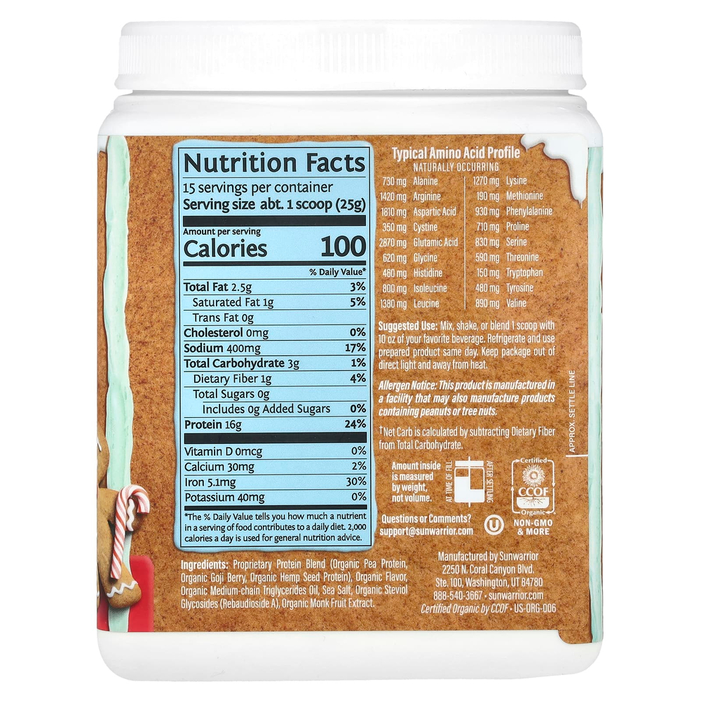 Sunwarrior, Protein Warrior, пряники, 375 г (13,2 унции)