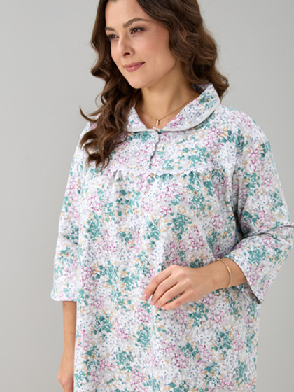 Ночная сорочка С-013/розовозеленый-акварельцветы