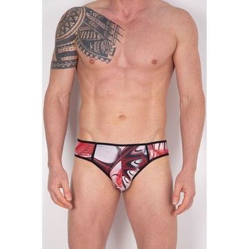 Мужские трусы брифы бордовые с принтом Cosmos Colors CP40_BRW