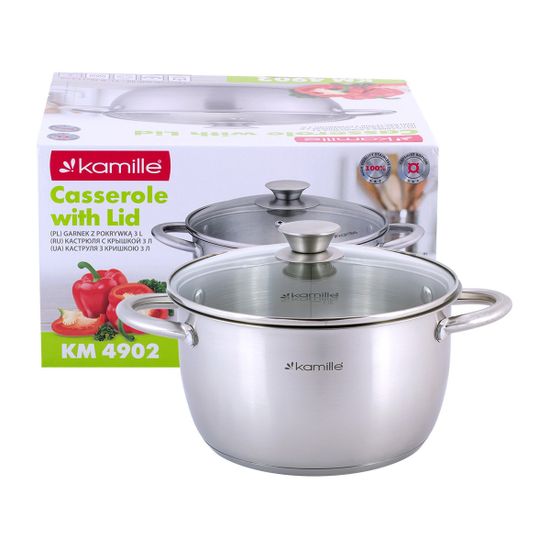 Кастрюля 3 л. из нержавеющей стали Kamille KM-4902