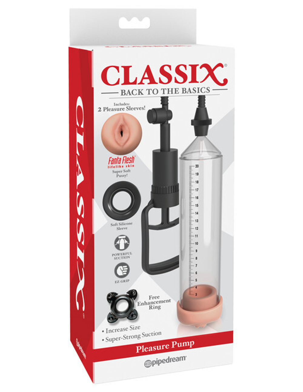 Вакуумная помпа для мужчин с реалистичной насадкой Classix Pleasure Pump (Цвет: прозрачный с черным)