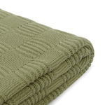 Плед из хлопка рельефной вязки травянисто-зеленого цвета из коллекции essential, 130х170 см