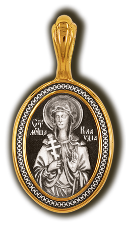 Святая Клавдия. Нательная икона из серебра 925* с позолотой.