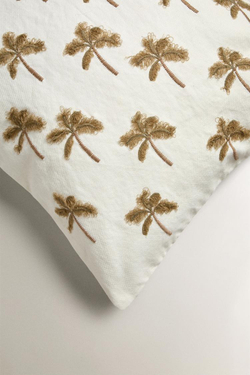 ZARA HOME ЧЕХОЛ ДЛЯ ДЕКОРАТИВНОЙ ПОДУШКИ С ВЫШИВКОЙ «ПАЛЬМЫ», КРЕМОВЫЙ