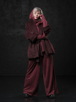 Кимоно -пальто марсала с поясом