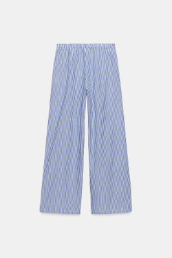ZARA БРЮКИ-ПИЖАМА В ПОЛОСКУ, СИНИЙ/БЕЛЫЙ