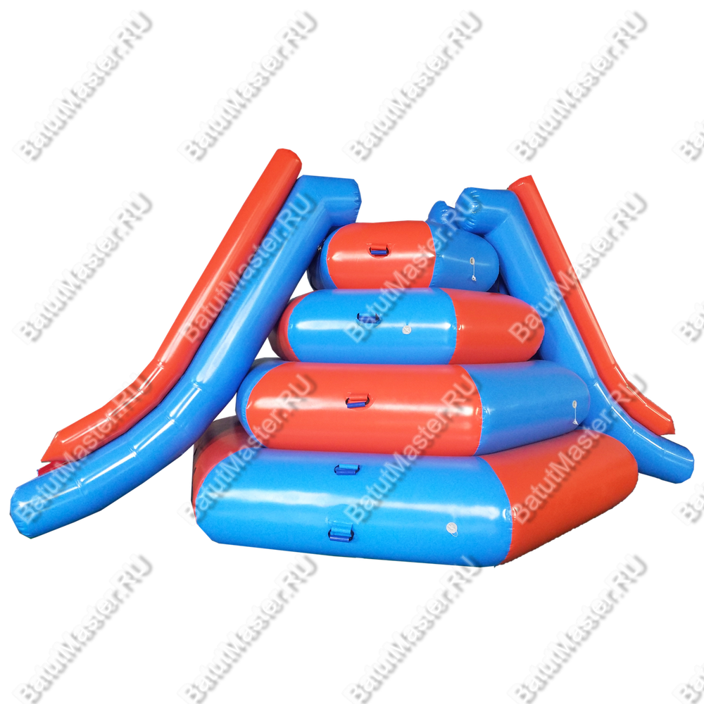 Надувной водный аттракцион "Веселые ярусы-2" сине-оранжевый размер 4,6*4,6*3 м