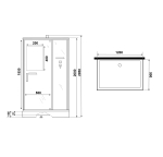 Душевая кабина Niagara Standart ST120/90/15Q/BL/BK (120х90х200) прямоугольник,поддон 15см,распашная,проф.черный,без крыши,3 места