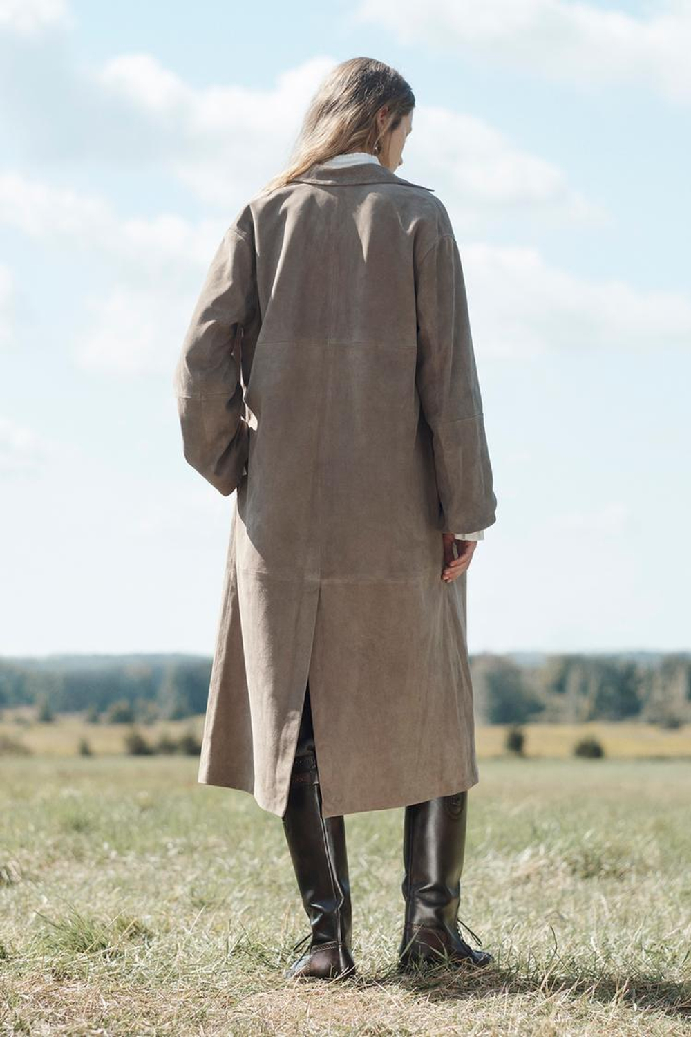 ZARA ПАЛЬТО ИЗ 100% КОЖИ, ШОКОЛАДНЫЙ