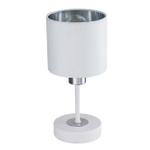 Настольный светильник 1х40Вт Е14, металл/ткань, белый/серебро