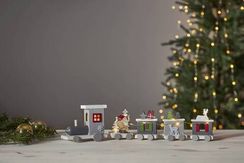 Светильник новогодний Паровоз Счастья LOKE, 10х46 см., 10 LED ламп, на батарейках, таймер, серый, Star Trading (271-65)