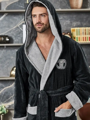 Халат мужской OLIMPIC GAMES с капюшоном Антрацит POLENS Турция