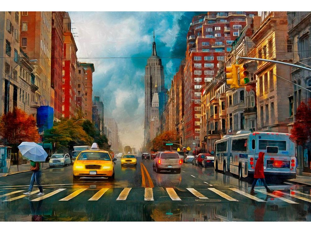 Алмазная мозаика 30*40см. блест. без подр. "Городская осень" с полн. заполн.30цв. (Арт.НД-2676)