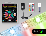 Комплект светодиодной ленты RGB 5m GS2502 5050 60Led/ 14.4W m/ 12V IP65 RGB/ 5000*10*2.87mm/ кратность резки 50mm (4 конт.) (адаптер, вилка, контролле