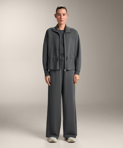 OYSHO Брюки прямого кроя с ребристой отделкой и модала, асфальтовый