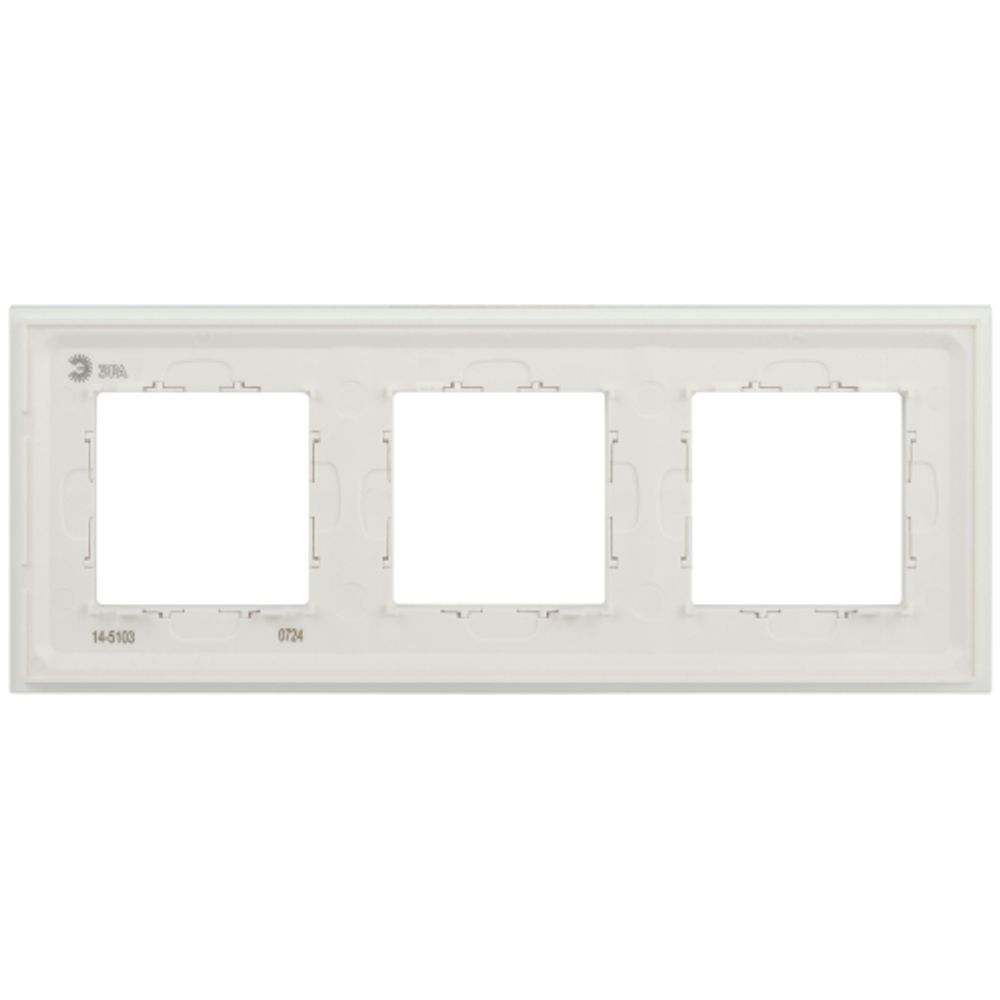 Рамка для розеток и выключателей ЭРА Elegance 14-5103-01М на 3 поста, стекло, белый матовый+бел.