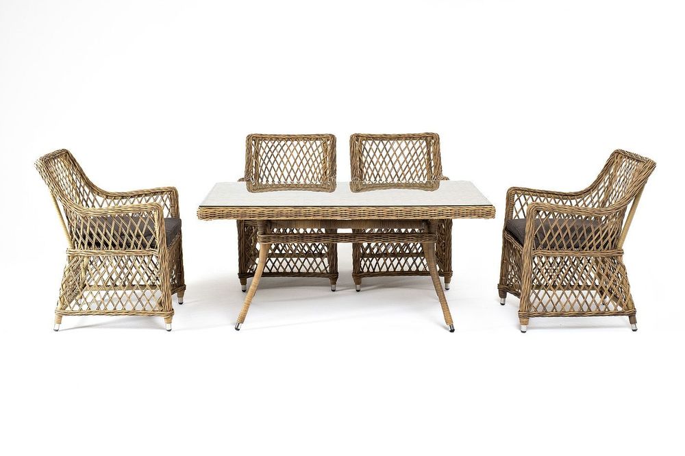 "Латте–140 L" обеденная группа плетеная, цвет соломенный