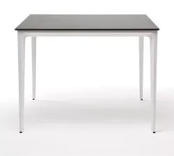 "Малага" обеденный стол из HPL 90х90см, цвет "серый гранит", каркас белый