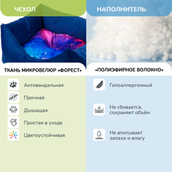 Лежанка ZOOEXPRESS "Космос" пухлик, синяя - 55х40х23 см