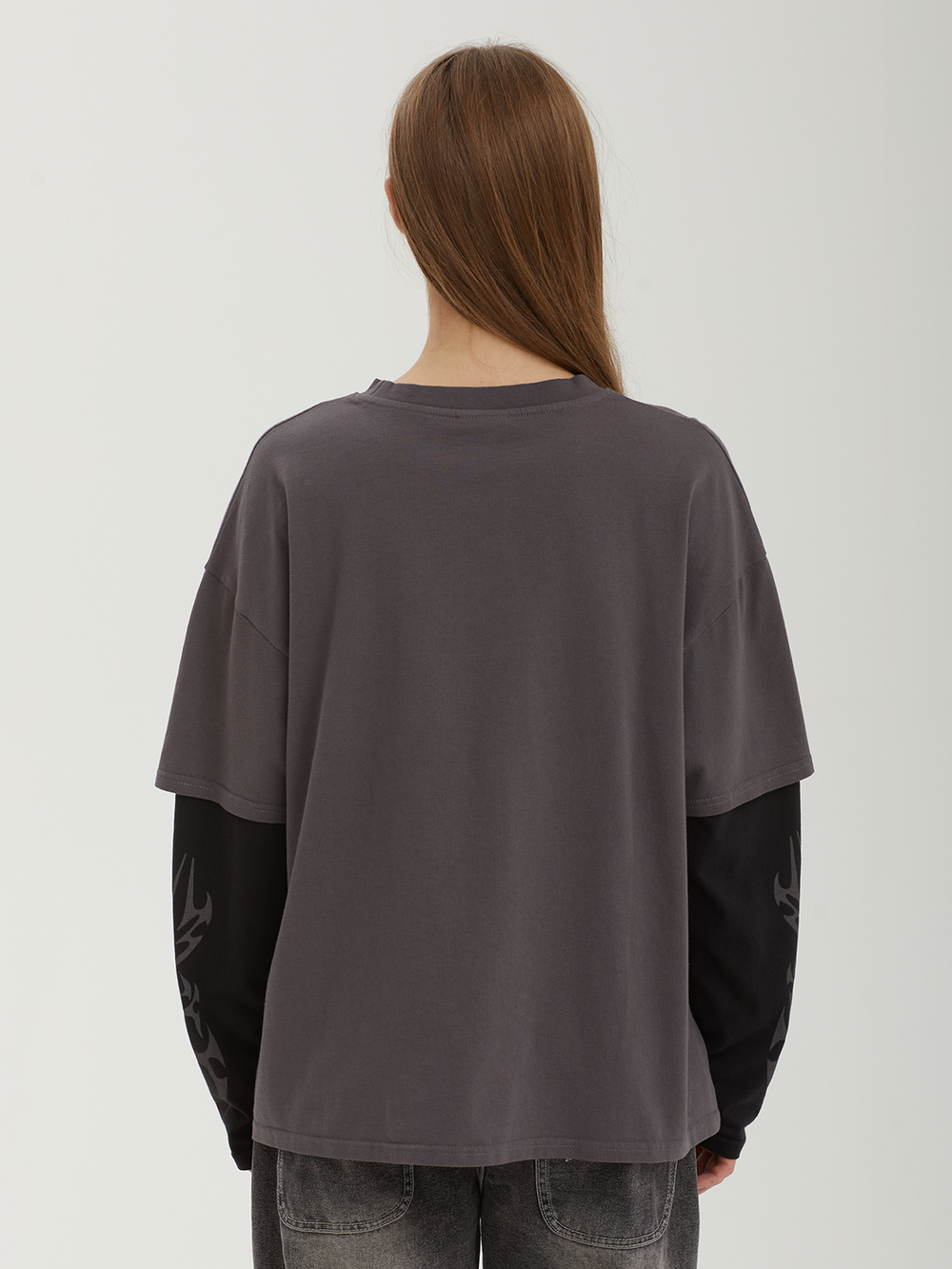 Женский Лонгслив Sigilism Print Grey Layered