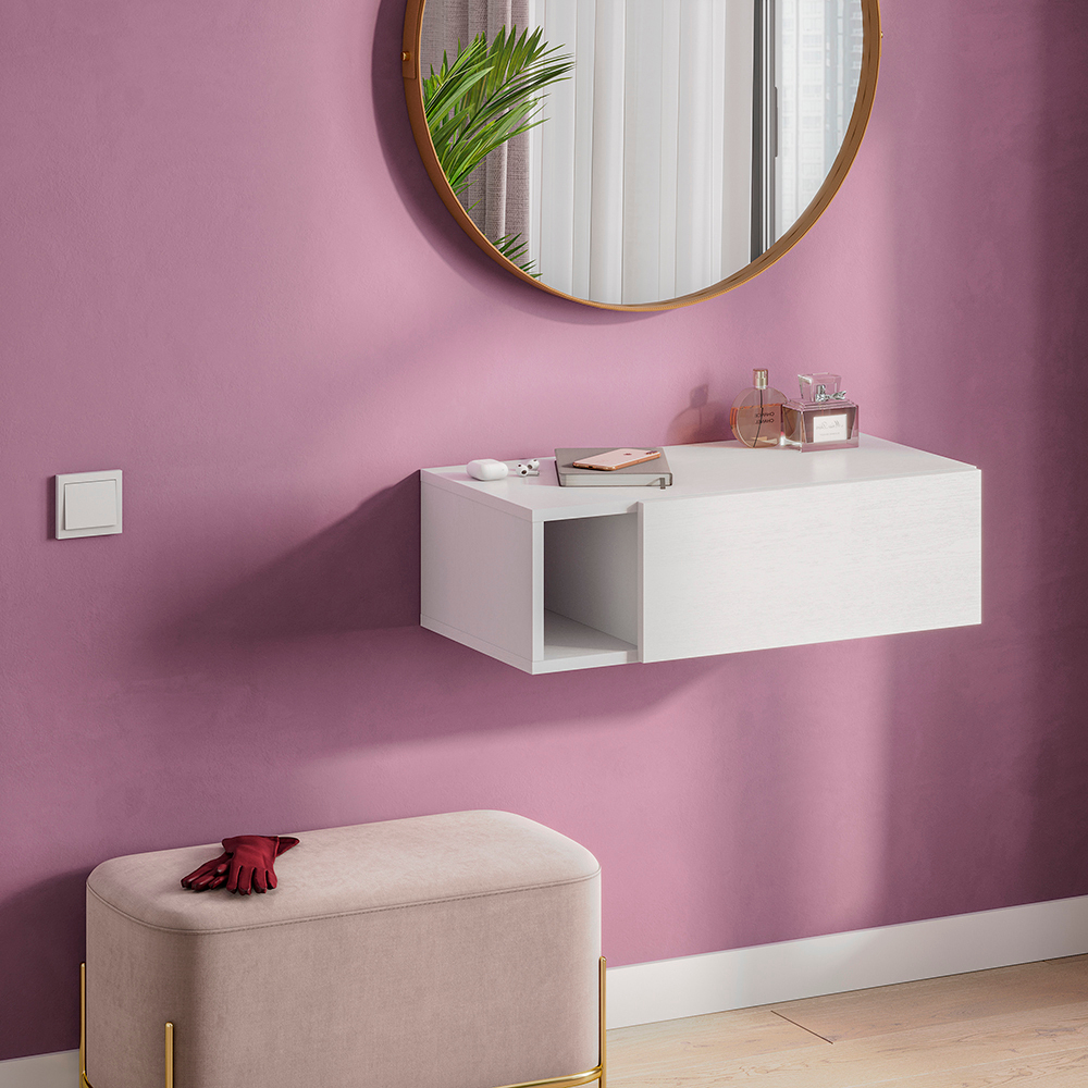 Тумба подвесная с ящиком и нишей Страйк, белый