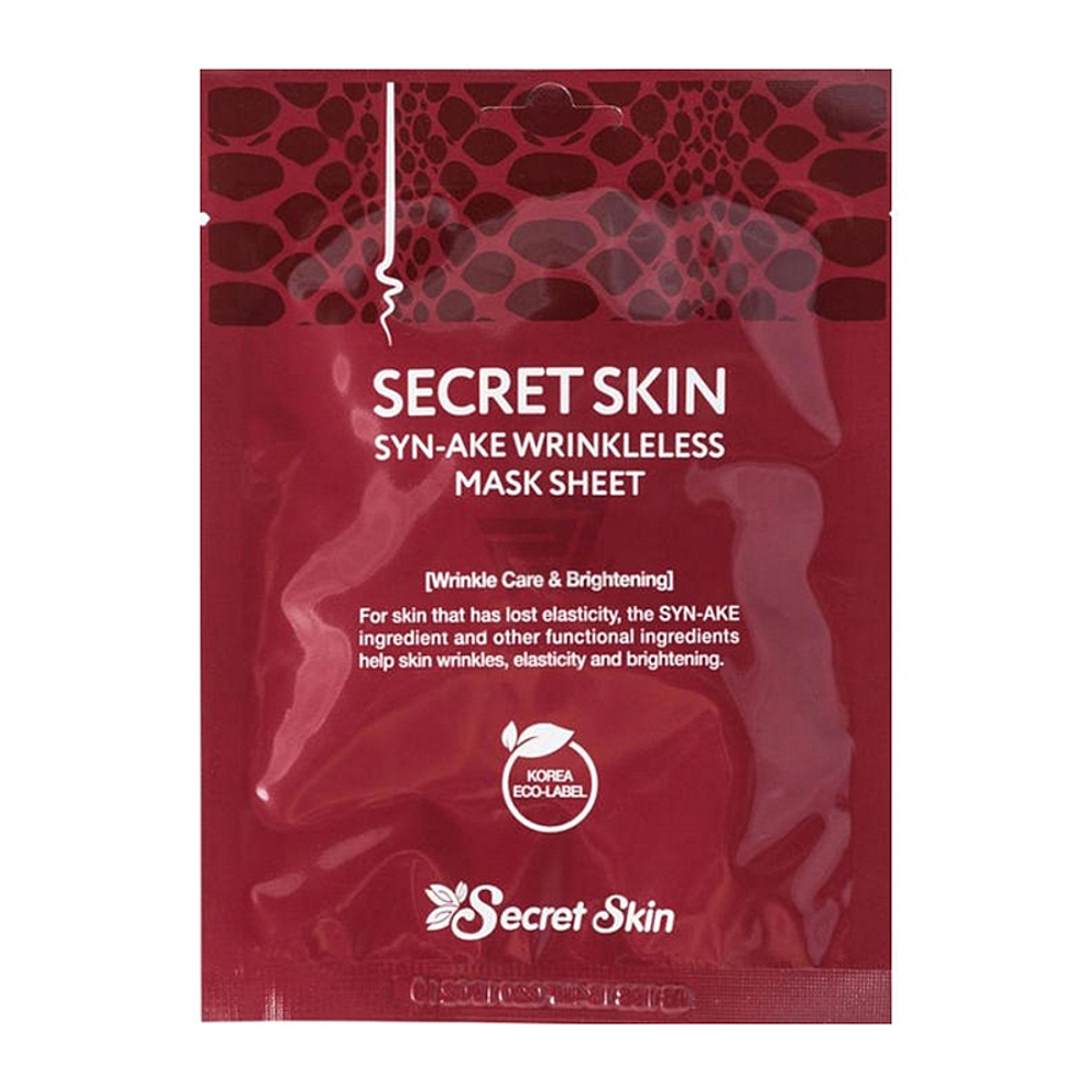 Маска для лица тканевая со змеиным ядом Secret Skin Syn-Ake Wrinkleless Mask Sheet.