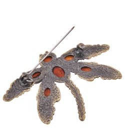 AM-4070 Брошь «Стрекоза Марселла» (латунь, янтарь)