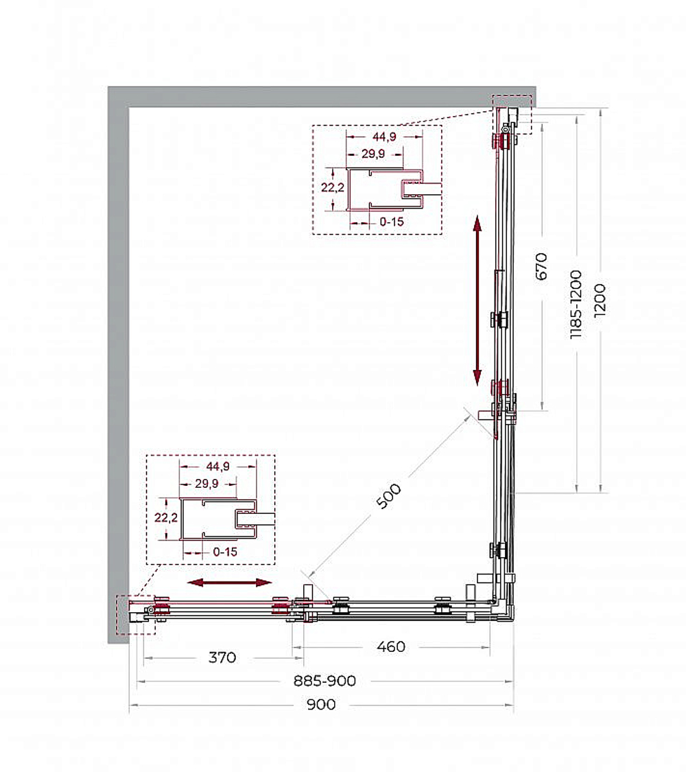 Душевой уголок BelBagno Marino 2-AH-2 120x90 стекло прозрачное/профиль хром