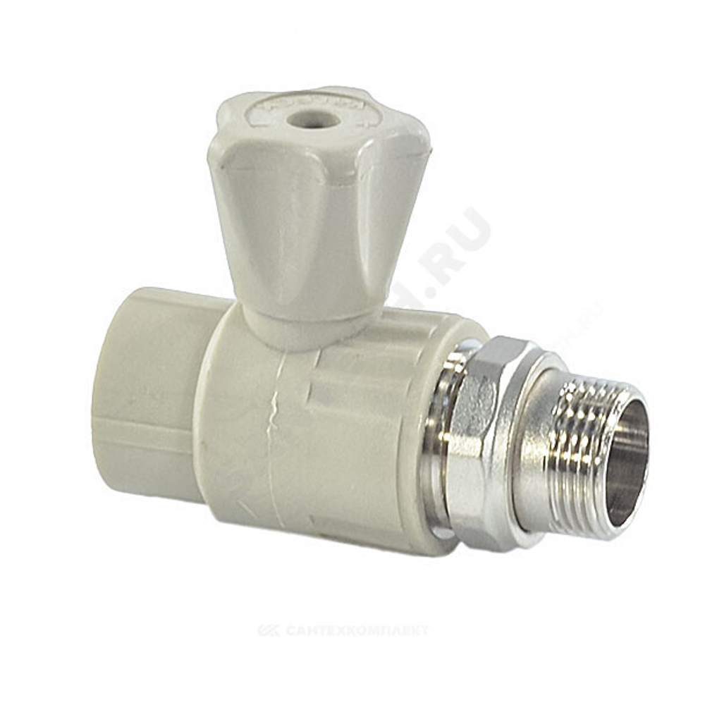Кран шаровой PP-R серый Дн 25х3/4" НР прямой для радиатора VALFEX 10149025Г