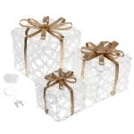 Фигура светодиодная «Подарок от Санты» (набор 3 шт: 12см, 15см, 19см), 220V, Золото (свечение - Теплый белый)