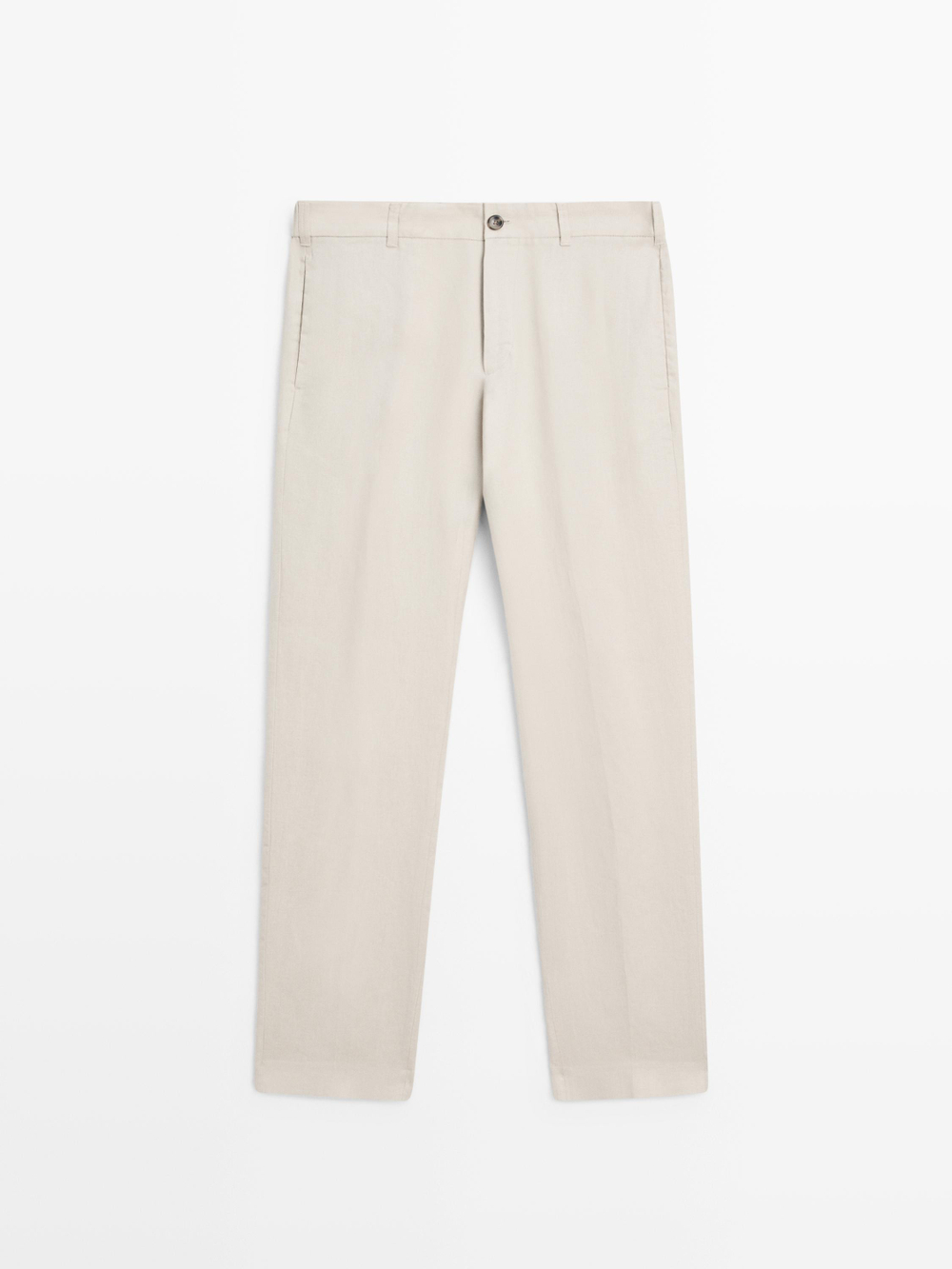 Massimo Dutti Зауженные льняные брюки, бежевый