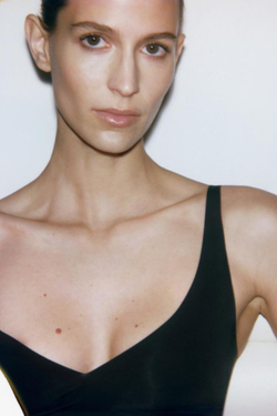 ZARA БОДИ ИЗ СМЕСОВОГО ПОЛИАМИДА, ЧЕРНЫЙ