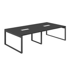 AG.2-2814.AN.72.AN.AN / Стол для переговоров 2800х1438х750 / профиль О-образный: 70х20 антрацит; лючок: серебро; столешница: антрацит вставка антрацит