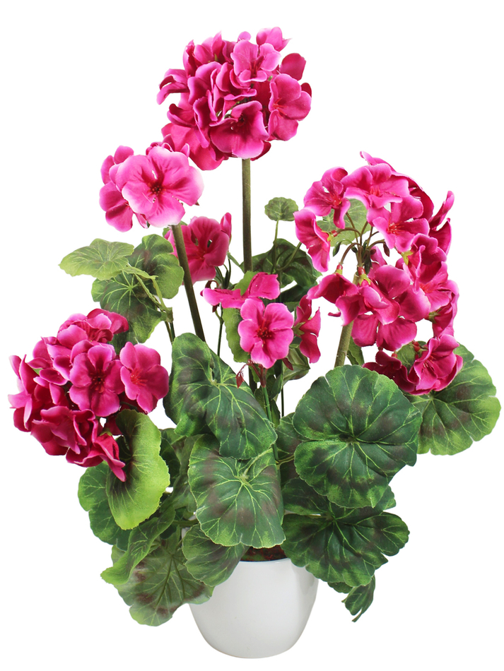 Искусственная Герань вишневая 35см в кашпо