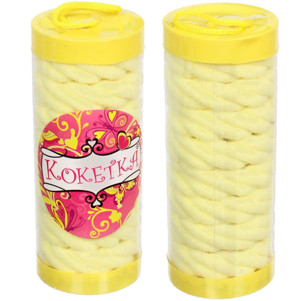 Резинки для волос детские в тубе 8шт «ЗАБАВА», косичка, цвет лимонный, d-4см (наклейка Кокетка)