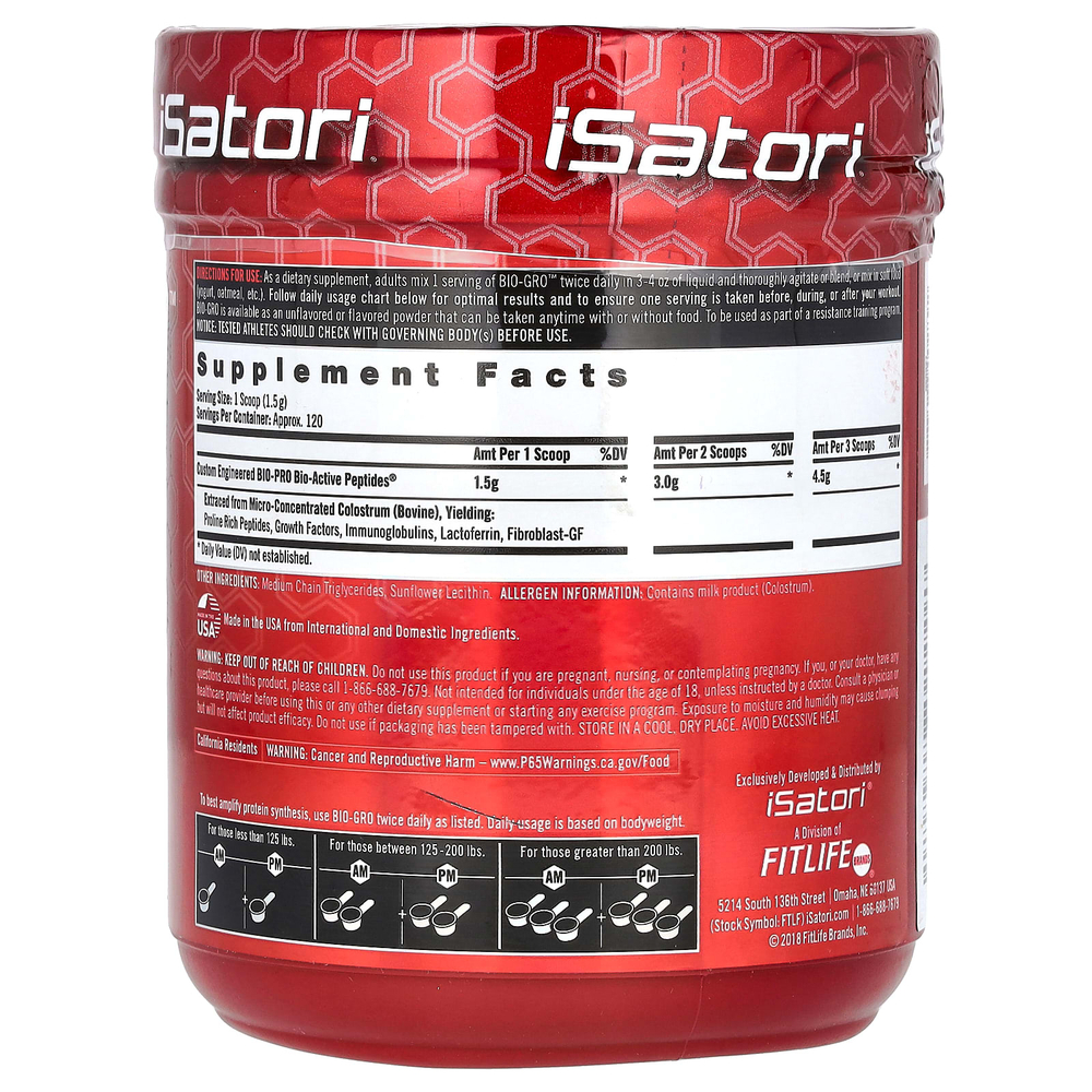 Isatori, Bio-Gro, усилитель синтеза протеина, без добавок, 180 г (6,35 унции)