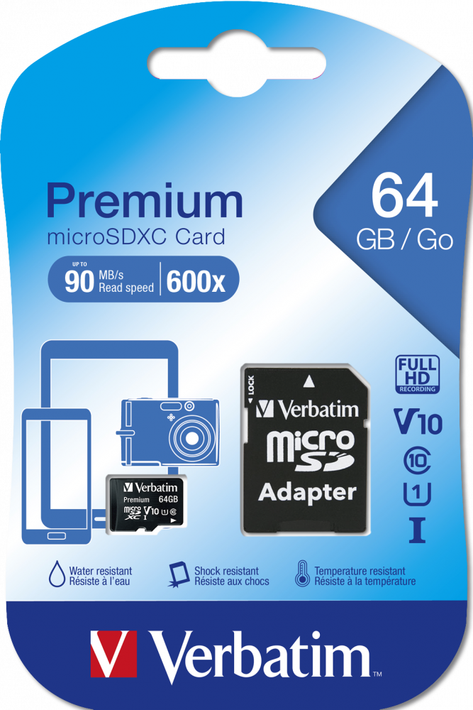 Verbatim 64Gb 90MB/s MicroSD